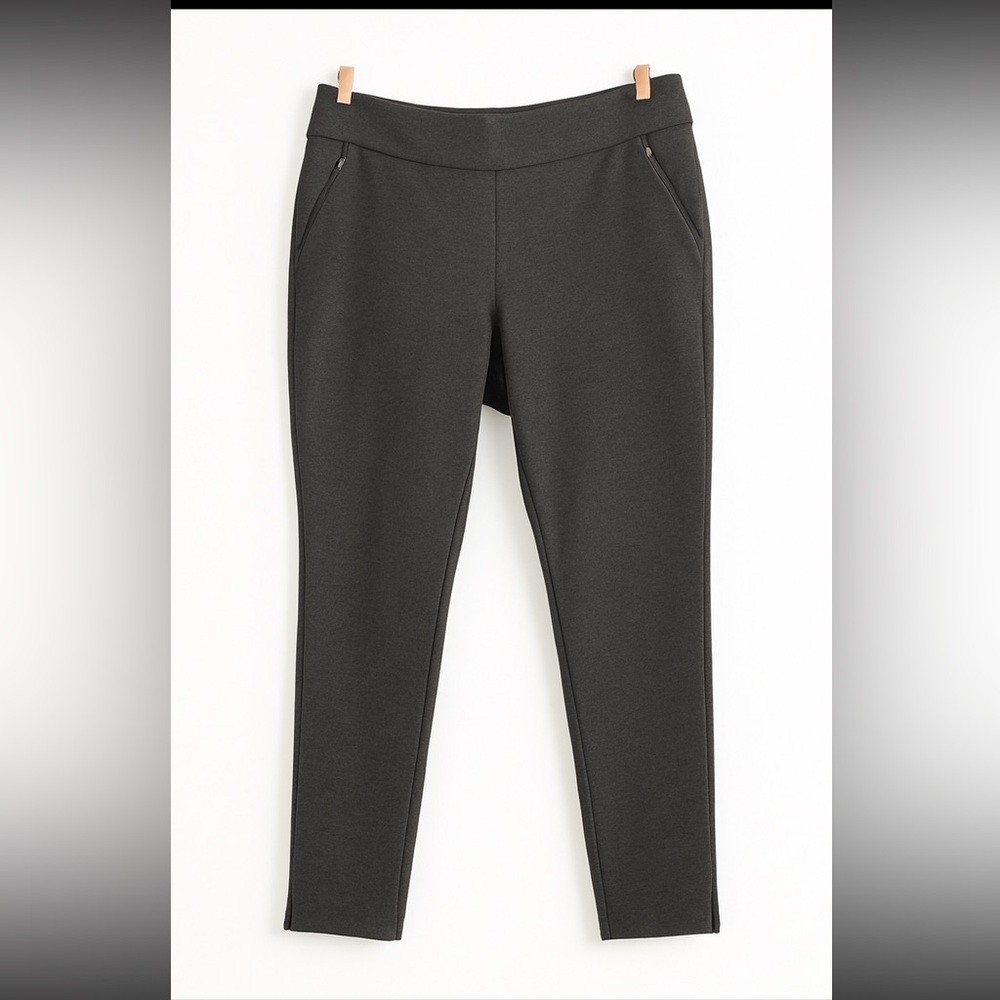 Soft Surroundings Charcoal Heather Ponte Pull-On Skinny Casua Minimalist Pants M